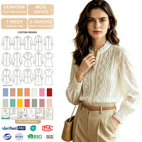 Blusas con Logotipo Bordado Personalizado de Fábrica OEM ODM, Ropa de Alta Calidad, Blusa Casual con Mangas Acampanadas y Tallas Grandes para Mujer
