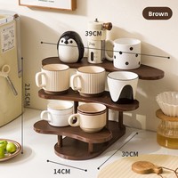 Étagère de rangement moderne à trois niveaux en bambou, écologique et durable, idéale pour l'exposition de tasses, jouets, produits d'aromathérapie et boissons
