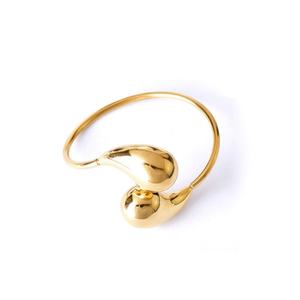 2025 High Quality Custom Au750 18K PVD Gold Plated Fashion Luxury Cuff Stainless Steel Teardrop <b>Bracelet</b> <b>Set</b> for Women - Product Image 5