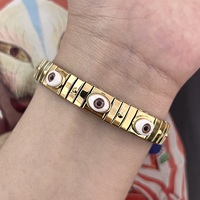 2025 mode bijoux or Bracelets haute qualité alliage de cuivre à la mode élastique pour mariage femmes Couple cadeau amitié oeil charme
