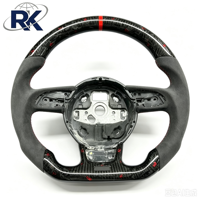 Volant en fibre de carbone véritable et suède blanc à fond plat pour Audi A3 A4 A5 Q3 Q5 2008-2022, directement de l'usine