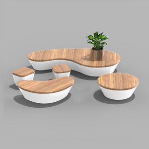 Bancs en fibre de verre personnalisables pour l'extérieur, mobilier commercial pour centres commerciaux, ensembles de sièges de loisirs avec pot de fleurs - Product Image 2