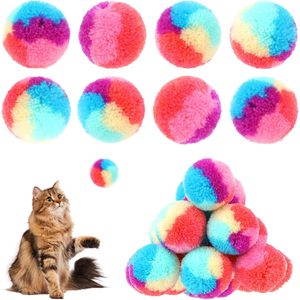 KALIONE 30 Pcs Soft Plush Cat Ball 1.2 Inch Rainbow Fuzzy Kitty Toy Balls For Cats Boredom Buster - Product Image 1