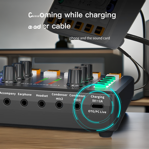 Placa de sonido para micrófono, mezcladores de grabación de <span class=keywords><strong>Audio</strong></span> M8, placa mezcladora de Dj, mezclador de <span class=keywords><strong>Audio</strong></span> profesional, tarjeta de sonido para juegos de transmisión en vivo - Product Image 3