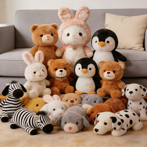 Jouets en peluche de 8 pouces en forme d'animaux pour machines à griffes : Lapin, Ours en peluche, Chiot - Product Image 1