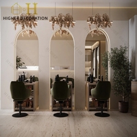 Ensemble de mobilier de salon de style populaire, bureau de réception en bois massif, salon de beauté, station de salon avec éclairage LED et miroir