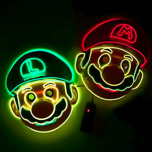<span class=keywords><strong>Mario</strong></span> personnalisé pour <span class=keywords><strong>Super</strong></span> <span class=keywords><strong>Mario</strong></span> LED lumière froide <span class=keywords><strong>masque</strong></span> lumineux dessin animé Animation mascarade fête Performance EL - Product Image 2