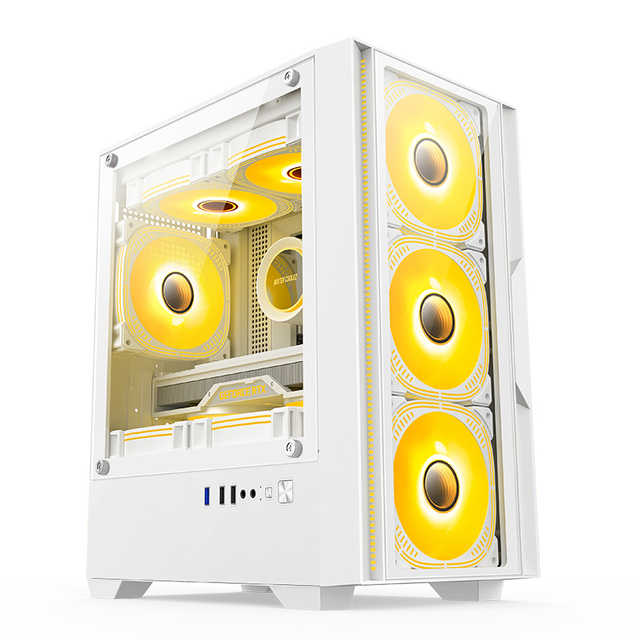 ODM/OEM Mid Tower Gaming PC Case Curved Front Panel Full View Gaming Computer Cases Support Liquid Cooler M-ATX PC Case Computer