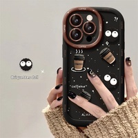 Nouveau Étui de Téléphone Souple en TPU Motif Dessin Animé pour Apple 16 Pro Max, Disponible pour iPhone 14 Plus, 12, 13 et 15 Couleurs (Café, Houille, etc.)
