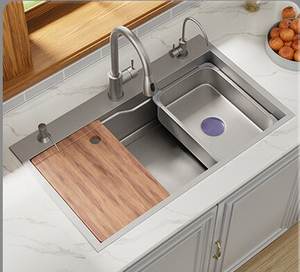 304 Stainless Steel Kitchen Handmade Nano Double <b>Step</b> Sink Set Vegetable Washing Basin Dish Washing Sink - Product Image 5