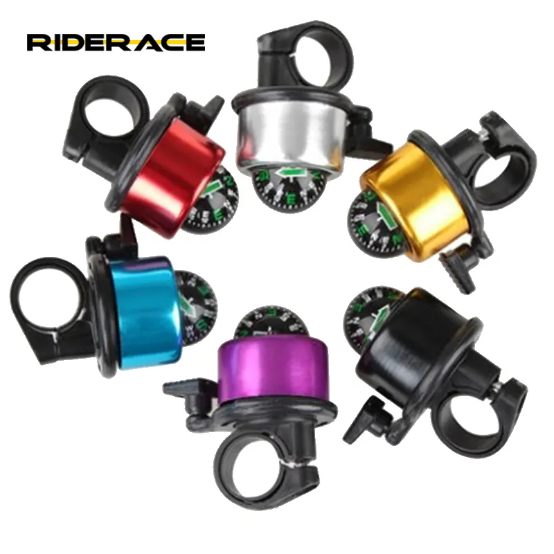 RIDERACE Bicycle Bell Horn Alarm Sound With Compass Aluminum Alloy Bike Handlebar Ring Safety Metal Environmental Cycling Bell