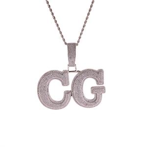Collar con Colgante Personalizable de Letras y Números Grandes, Chapado en Plata con Incrustaciones de Circonia Estilo Punk, Diseño de Aleación Extra Grande - Product Image 5