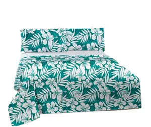 HOT super soft hand feel custom bedding sheet set PRINTED PLANT design King size bed sheet set