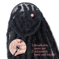 Extensions de cheveux queue de cheval bouclées noires type dreadlocks avec cordon de serrage, en fibre haute température, postiche queue de cheval pré-bouclée à clipser pour femmes