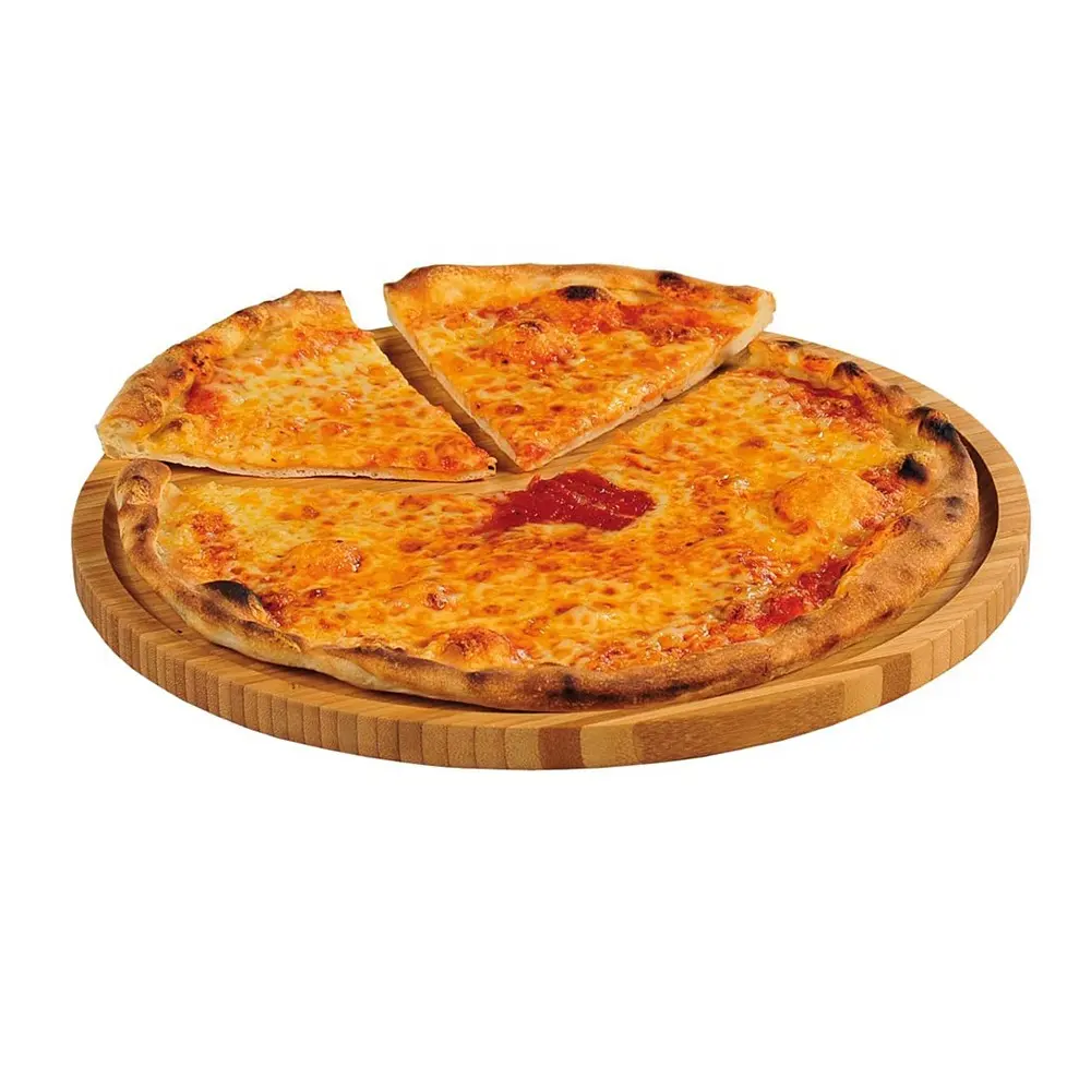 Tagliere per Pizza rotondo in bambù vassoio per Pizza grande piatto da portata tagliere per pane piatto per Pizza in legno