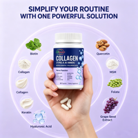 Capsules de collagène multi-sources 14-en-1, complément beauté pour la peau, les cheveux, les ongles et le soutien articulaire, certifié GMP, marque privée OEM