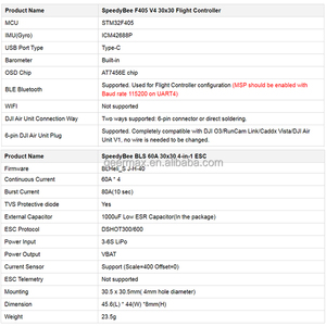Contrôleur de vol UAV Parts + BLHeli_S J-H-40 <span class=keywords><strong>4</strong></span>-en-1 ESC Drone Composants pour SpeedyBee F405 <span class=keywords><strong>V4</strong></span> BLS 60A 30x30 Stack + Module GPS - Product Image 3