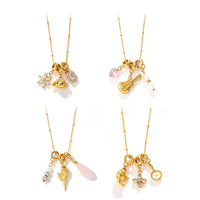 Colliers en acier inoxydable F410 avec pendentifs pour la vie quotidienne estivale, ornés de breloques ours en peluche, montgolfière, étoile de mer et cœur