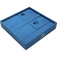 Nouveau luxe bleu velours daim bijoux collier anneau boucles d'oreilles pendentif présentoir bijoux en gros