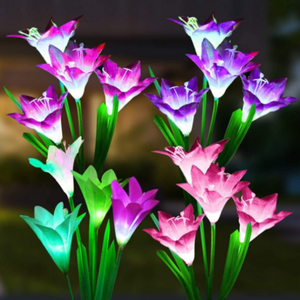 P65 p Rated impermeabile giglio solare fiore LED lampada <span class=keywords><strong>da</strong></span> <span class=keywords><strong>giardino</strong></span> bianco caldo per prato all'aperto e decorazione stradale conforme <span class=keywords><strong>a</strong></span> ROHS - Product Image 3