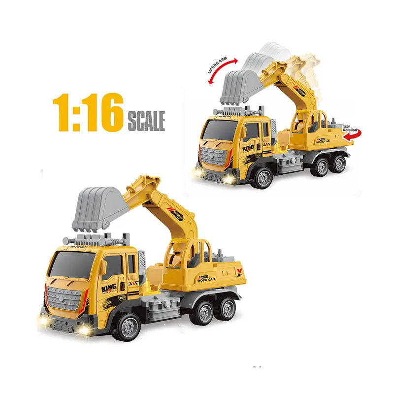 משאית הנדסה 1:16 4CH עם מפרקים ניידים קלים צעצועי משאית שלט רחוק rc מחפר משאית מיקסר