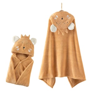 Serviette de Bain <span class=keywords><strong>Poncho</strong></span> à Capuche pour Enfants en <span class=keywords><strong>Polaire</strong></span> Corail et Microfibre, Grande Taille, Portable, en Peluche, Vente en Gros à Prix Abordable - Product Image 3