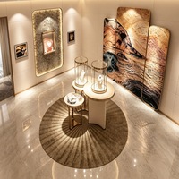 Vitrine de présentation de bijoux en verre rond, design moderne, avec support métallique, éclairage LED, niche murale, sur mesure