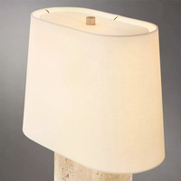 Lampe de table moderne minimaliste avec base en pierre et abat-jour en tissu, idéale pour chambre à coucher, chevet, salon, villa, hôtel, restaurant et projets.