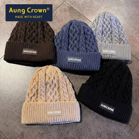 Bonnet en tricot torsadé personnalisé avec logo, doublure polaire épaisse, chaud pour l'hiver, en acrylique, pour hommes et femmes