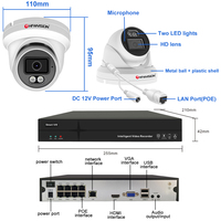 Kit NVR IP POE 8 canaux 4MP avec objectif Starlight, P2P couleur, double éclairage IR intelligent, micro intégré, système de caméra de sécurité réseau pour la maison
