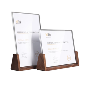 T-בצורת T אקריליק a4 כרטיס שולחן תצוגת שלט מעמד סיטוני עץ מעמד סיטונאי - Product Image 1