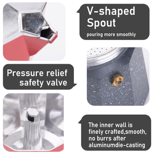 <span class=keywords><strong>Caffettiera</strong></span> Moka Rossa in Alluminio con Manico in Legno, per Espresso da Fornello, con <span class=keywords><strong>Valvola</strong></span> di Sicurezza per il Rilascio della Pressione - Product Image 3