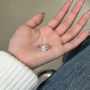 Dylam Sparkle New Design Fine Jewelry S925 <b>Silver</b> <b>Eternity</b> Band Pear Shape D VVS1 Moissanite Wedding Engagement Promise <b>Rings</b> - Product Image 6
