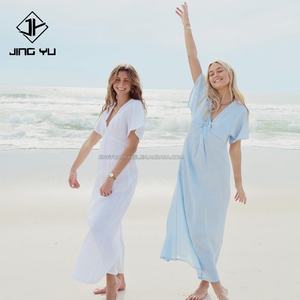 Robe longue décontractée en lin et rayonne de style bohème, personnalisable avec des motifs de haute qualité, impression personnalisée, plage, hawaïenne - Product Image 5