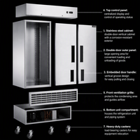Réfrigérateur commercial électrique Wetruth à double porte, en acier inoxydable, homologué ETL, réfrigérateur vertical automatique