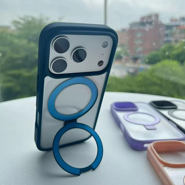Wholesale Magnetic Clear Phone Case with 360° Ring Stand Shockproof Anti Yellow Transparent Cover for iPhone 17 16 15 14 Pro Max