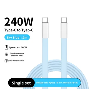 Câble plat en silicone Strong Factory PD240W pour transfert de données et charge ultra-rapide 6A C <span class=keywords><strong>vers</strong></span> C pour câble <span class=keywords><strong>USB</strong></span> Type-C - Product Image 6