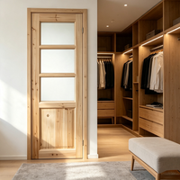 Porte intérieure en verre et en bois de sapin massif de haute qualité, texture naturelle, idéale pour la rénovation de chambre familiale