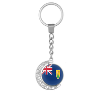 Porte-clés rotatif personnalisé Moon, cabochon en verre double face, porte-clés en alliage affichant le drapeau national des Saintes-Évangeliques et des Grenadines