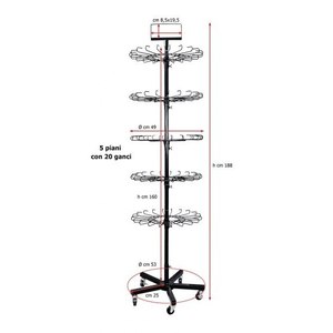 Espositore Nero H 188 CM 5X20 con Ganci, Eleganti Scaffali per Vetrine di Negozi - Product Image 2