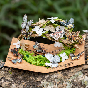 Lot de 50 feuilles d'autocollants de collage de base de style européen sur le thème des papillons rétro de la série Break Free and Soar pour journaux faits main - Product Image 1