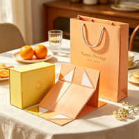 Boîte cadeau magnétique pliable vert menthe avec sac assorti, carton pliable avec logo feuille d'argent pour emballage cadeau naturel