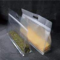 Gratis sample, geen minimale afname, voorraad voor winkels, gedroogd fruit, granen, zijdelings gesealde transparante staande achthoekige zak met handvat