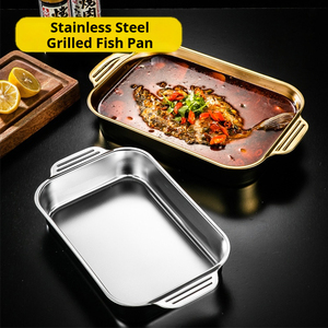 Plat de service <span class=keywords><strong>rectangulaire</strong></span> haut de gamme pour poisson grillé, style minimaliste moderne, avec poignées, pour cuisinière à <span class=keywords><strong>induction</strong></span> domestique et commerciale - Product Image 3