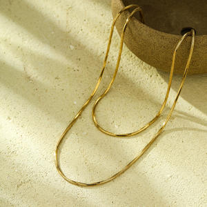 65 см длинное высококачественное ожерелье из нержавеющей стали с подвеской в виде капли воды 18K позолоченное Регулируемая длина стильная цепочка Ювелирные изделия - Product Image 3