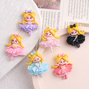 Bambole Kawaii fatte a mano in resina di argilla per fiocchi per capelli su misura Mini principessa di argilla per fiocchi Cabochon - Product Image 4