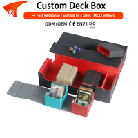 Boîte de rangement pour cartes à collectionner de grande capacité 450+ cartes, boîte à cartes 5-en-1 en cuir PU avec doublure en flanelle pour cartes MTG TCG CCG et cartes sportives