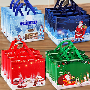 Christmas Cartoon Reusable PP non woven <b>Medium</b> <b>Size</b> Shopping <b>Bags</b> Eco Friendly Large Capacity Holiday Gift Tote <b>Bag</b> No Shopping - Product Image 2