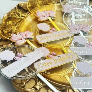 Decorazioni per Torte di <span class=keywords><strong>Compleanno</strong></span>, Topper in Acrilico Dorato a Forma di Fiore per Cupcake e Torte, per Anniversari e Feste di <span class=keywords><strong>Compleanno</strong></span> - Product Image 5