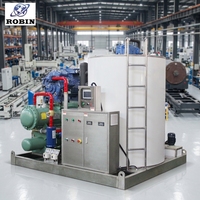 Machine à glace en flocons industrielle robuste 20T 30T 40T 50T pour la conservation des fruits de mer, le refroidissement du béton, avec moteur PLC, certifiée ISO CE